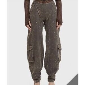 RUVE Korl Wide Leg Jeans Small Double Knee Cargo Denim Pants Y2K Grunge Rivets